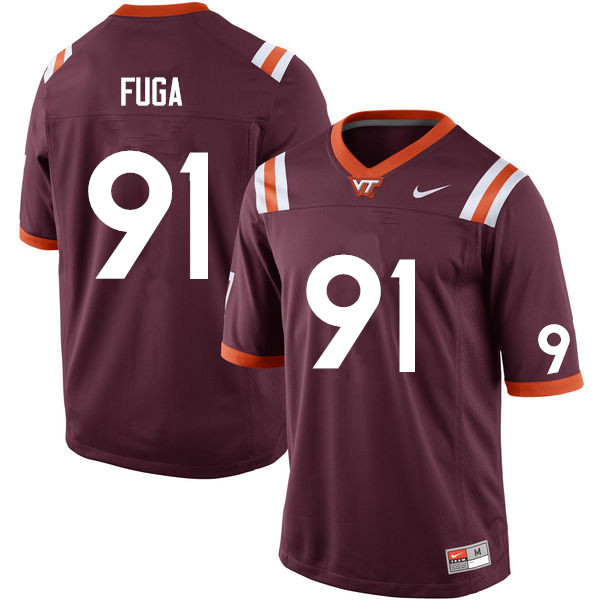 Men #91 Josh Fuga Virginia Tech Hokies College Football Jerseys Sale-Maroon